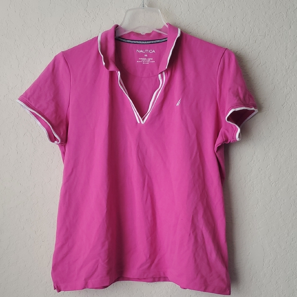 Nautica Women's Sustainably Crafted Ocean Split-Neck Polo